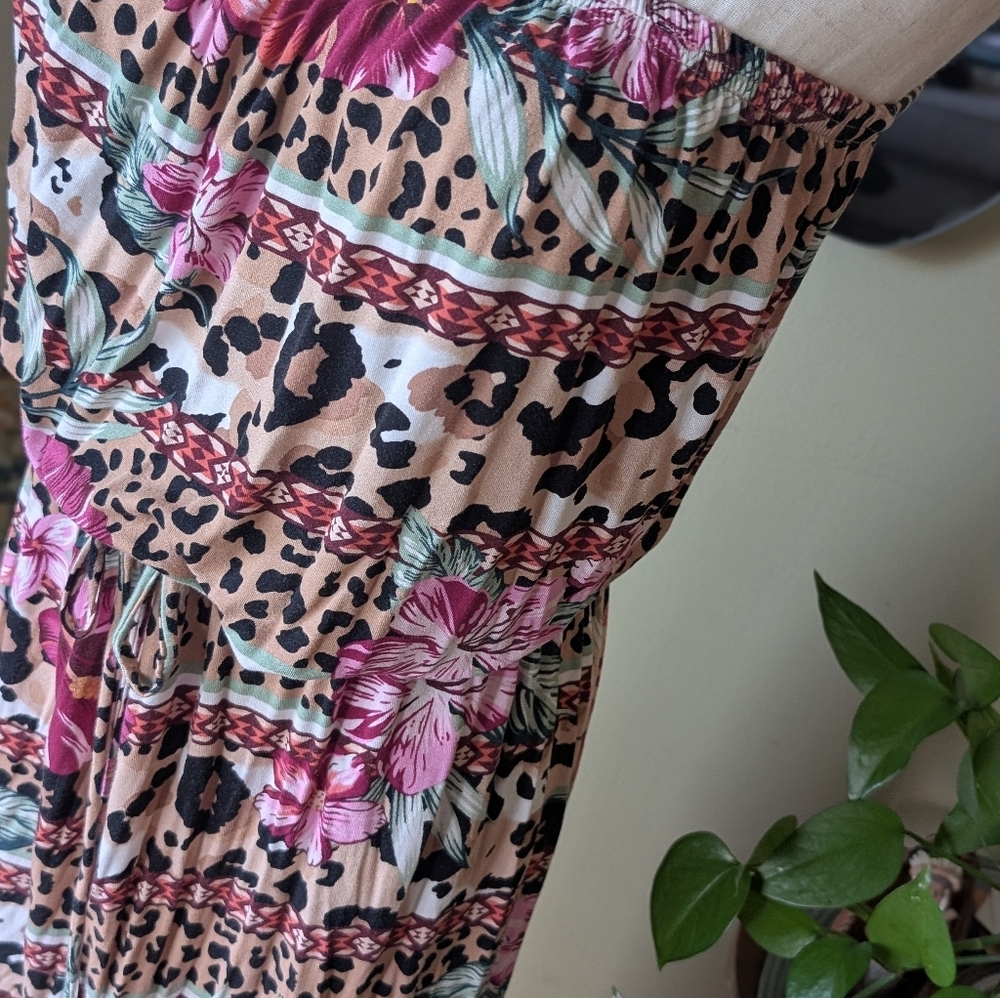 Lascana for Venus Strapless Maxi Dress Large Floral Animal Print Pockets EUC - Picture 5 of 16